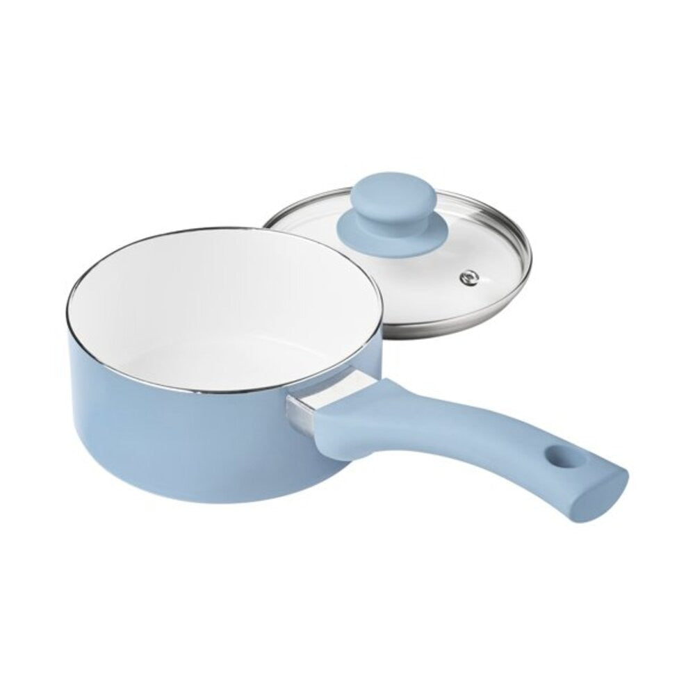 12pc Ceramic Cookware Set, Blue Linen Pots and Pans Set Kitchen Cookware Set
