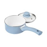 12pc Ceramic Cookware Set, Blue Linen Pots and Pans Set Kitchen Cookware Set