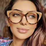 Large Frame Cat Eye Ladies Anti-Blue Light Frame Pc Glasses Frame Candy Stitching Color Eyeglasses