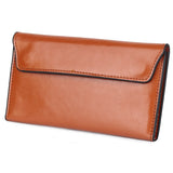 Genuine Leather Wallet Women Fashion Money Bag with Magnetic Buckle Long Wallet Pocket Handbag Leather Card Holder for Women