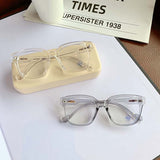 53179 Retro Simple Large Frame Anti-Blue Light Glasses Square Brand Men Women Solid Color Prescription Frame