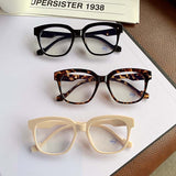 53179 Retro Simple Large Frame Anti-Blue Light Glasses Square Brand Men Women Solid Color Prescription Frame