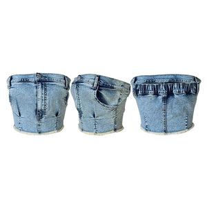 women fashion blue color sexy strapless denim tube crop top , summer zipper up corset