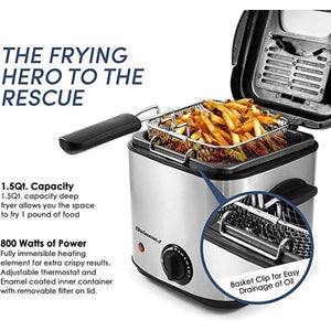 1.5 Quart Deep Fryer Stainless Steel Air Fryer Oven Electric Deep Fryer