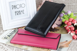 Genuine Leather Wallet Women Fashion Money Bag with Magnetic Buckle Long Wallet Pocket Handbag Leather Card Holder for Women