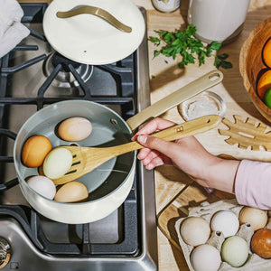 12pc Ceramic Non-Stick Cookware Set, White Icing, By Drew Barrymore Cooking Pots Set Cookware Set