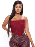 Women Sleeveless, Strapless Bustier Corset, Crop Tops, Female Mesh Backless , Tops Zipper