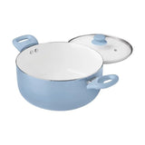 12pc Ceramic Cookware Set, Blue Linen Pots and Pans Set Kitchen Cookware Set