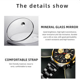 Fashion Mens Watches Luxury Black Stainless Steel Quartz Watch for Men Business Leather Sports Calendar Clock reloj hombre