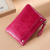 New 2023 Oil Wax Leather Fashion Women&#39;s Coin Purse Riveted Fashion Genuine Leather Purses