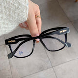 53179 Retro Simple Large Frame Anti-Blue Light Glasses Square Brand Men Women Solid Color Prescription Frame