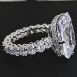 2pcs Pack silver color bride Jewelry set halo Engagement ring round stud earring for Wedding christmas gift party J7277