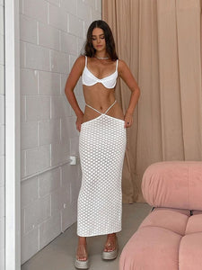 Women Elegant Fashion Hot Sexy Bandage Maxi Skirts , Clubwear Party Hollow Out High Waist Skirts Bottom Clothes