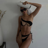 Women Sexy Cut Out Bikini , Two Piece Set bikini Outfits Hot Summer Beachwear Mesh See Through Holiday Swimwear