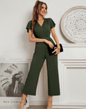 Women 2021 New Spring Summer Jumpsuit Short Sleeve V Neck Sexy One Piece Pants For Ladies Causal Fashion High Waist Jumpsuits