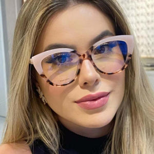 Large Frame Cat Eye Ladies Anti-Blue Light Frame Pc Glasses Frame Candy Stitching Color Eyeglasses