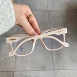 53179 Retro Simple Large Frame Anti-Blue Light Glasses Square Brand Men Women Solid Color Prescription Frame