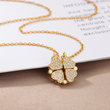 Women Stainless Steel Heart Necklaces, Vintage Four Leaf Clover Pendants Choker,Jewelry Gift