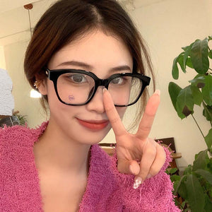 53179 Retro Simple Large Frame Anti-Blue Light Glasses Square Brand Men Women Solid Color Prescription Frame