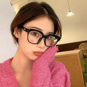 53179 Retro Simple Large Frame Anti-Blue Light Glasses Square Brand Men Women Solid Color Prescription Frame