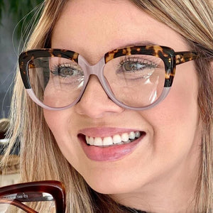 55158 Cat Eyes Retro Optical Glasses Frame Women Round Oversized Eyeglasses Frames TR90 Spectacles Clear Lenses Glasses